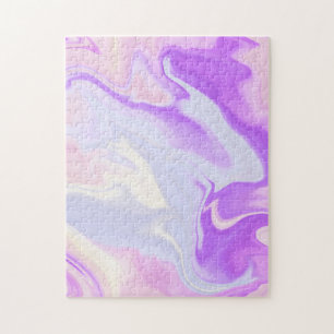 Elegantes Lila Blau Weiß Abstrakt Wasserfarbe Puzzle