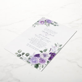 Elegantes Lila Blumen-Hochzeitsilber Folieneinladung