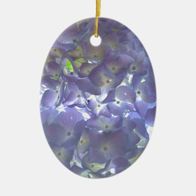 Elegantes, lila, blumengeschmücktes lila Hydrangea Keramikornament (Vorne)