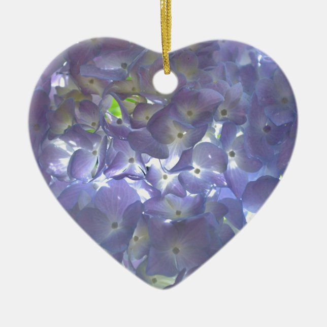 Elegantes, lila, blumengeschmücktes lila Hydrangea Keramikornament (Vorne)