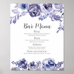 Elegantes Lila Blumenmenü mit Hochzeitsgetränken Poster