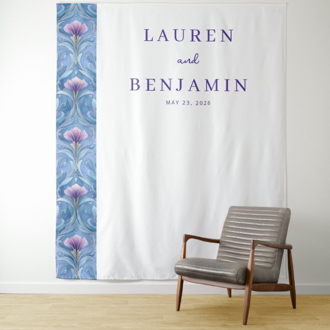 Elegantes lila Blumenmuster Wandteppich (Beispiel)