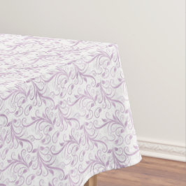 Elegantes lila Blumenrolle-Muster auf Weiß Tischdecke
