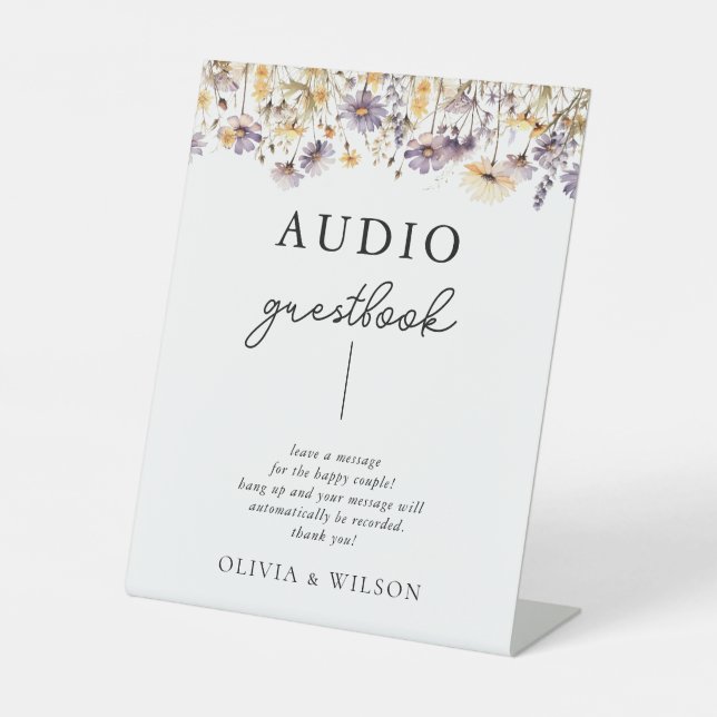 Elegantes Lila Blumenzettelbuch Sockelschild (Vorderseite)