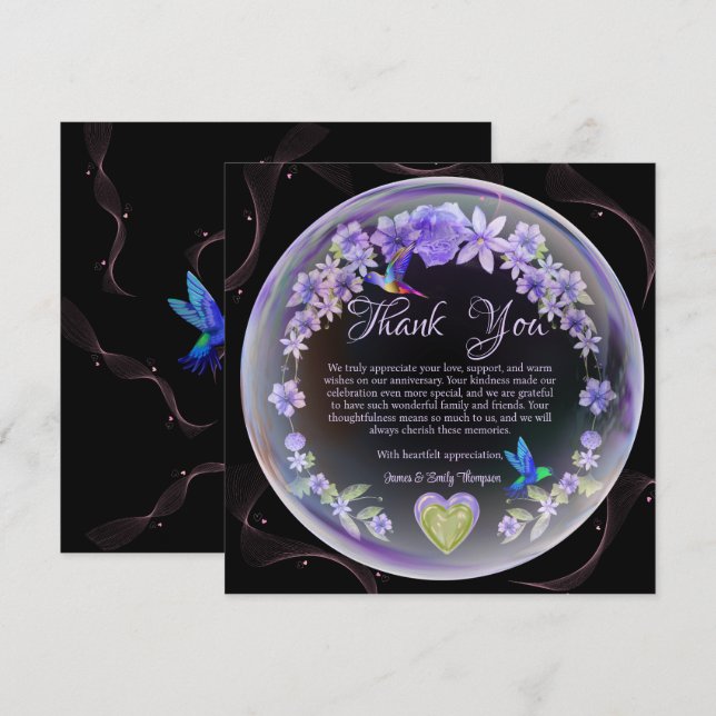 Elegantes Lila Blumenzwiebelkuchen Dankeskarte (Vorne/Hinten)