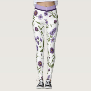Elegantes lila-blumiges Botanik-Design mit hoher T Leggings