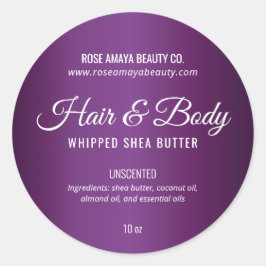 Elegantes Lila Body Butter Beauty Cosmetic Label Runder Aufkleber