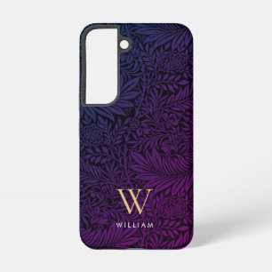 Elegantes lila Boho-Botanik-Muster-Monogramm Samsung Galaxy Hülle