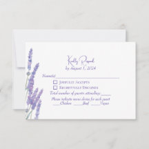 Elegantes lila Boho-Lavendel-Blumen-Hochzeits-RSVP