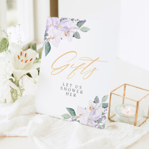 Elegantes Lila Brautparty Sockelschild