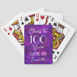 Elegantes Lila Cheers zum 100. Geburtstag Spielkarten