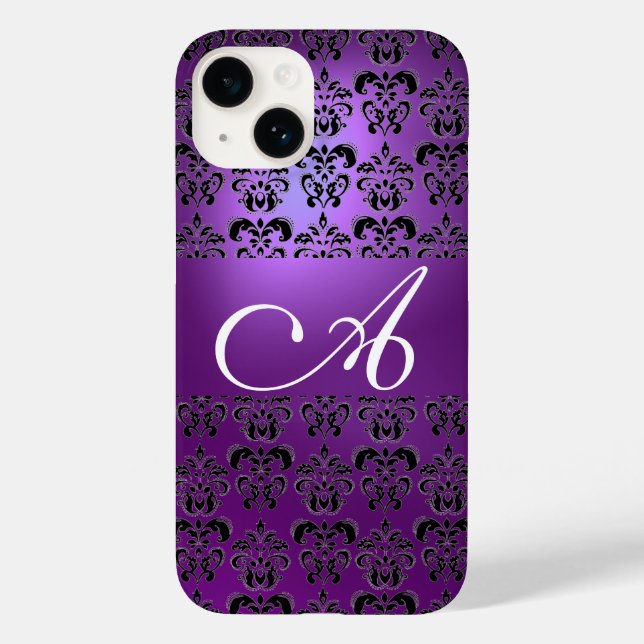 ELEGANTES LILA DAMASK-MONOGRAMM Case-Mate iPhone HÜLLE (Rückseite)