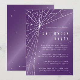 Elegantes Lila Diamond Spider Web-Halloween-Party Einladung