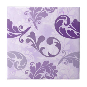 Elegantes lila Feder-Muster Fliese