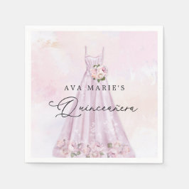 Elegantes Lila Flora Quinceñera Party Napkins Serviette