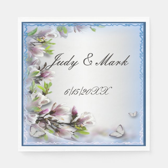 Elegantes Lila Flora- und Schmetterlingspapier Nap Serviette (Vorderseite)