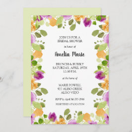 Elegantes Lila florales Brautparty Einladung