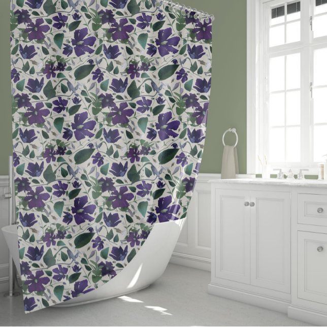 Elegantes, Lila, florales Muster Duschvorhang (Elegant Purple Watercolor Floral Pattern Shower Curtain)