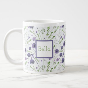Elegantes, Lila, florales Muster Jumbo-Tasse