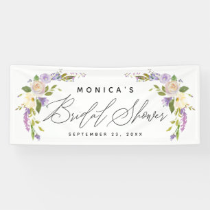 Elegantes Lila, florales Personalisiertes Brautpar Banner