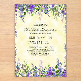 Elegantes Lila florgelbes Brautparty Acryleinladungen
