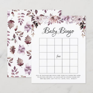 Elegantes Lila Foliage Baby Bingo Game