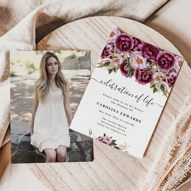 Elegantes Lila Foto - Gedenkfeier Einladung (Von Creator hochgeladen)