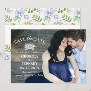 Elegantes Lila Garden Wedding Save the Date Foto