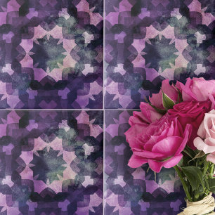 Elegantes Lila geometrisches Muster Fliese