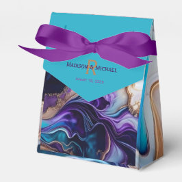 Elegantes Lila Gold & Aqua Monogramm Geschenkschachtel