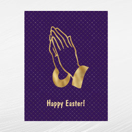 Elegantes Lila Gold Gebet Hände Ostern Feiertagspostkarte