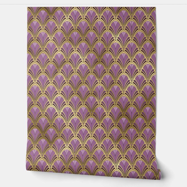 Elegantes Lila Goldenes Tessin Tapete (Abrollen)