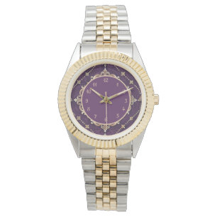 Elegantes lila-goldenes Vintage-Design Armbanduhr