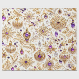 Elegantes lila-goldenes Weihnachtsornament-Verpack Geschenkpapier
