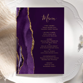 Elegantes Lila Goldmedaille-Hochzeitmenü Menükarte
