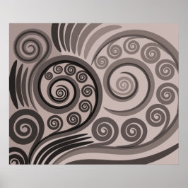 Elegantes Lila-graues Fern-Frond-Curls-Poster Poster