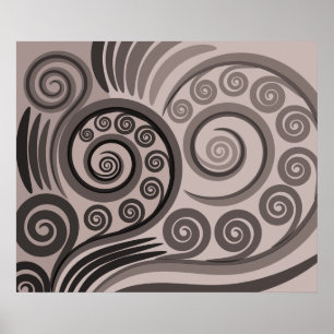 Elegantes Lila-graues Fern-Frond-Curls-Poster Poster