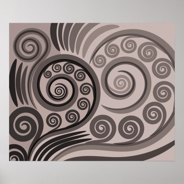 Elegantes Lila-graues Fern-Frond-Curls-Poster Poster (Vorne)