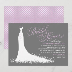 Elegantes Lila graues Hochzeitsgown-Brautparty Einladung