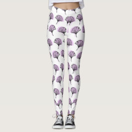Elegantes Lila handGezeichnet Ginkgo-Leaf-Muster Leggings