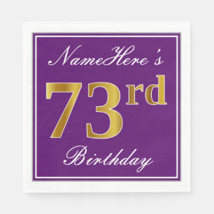 Elegantes Lila, Imitat-Gold73. Geburtstag + Name Serviette