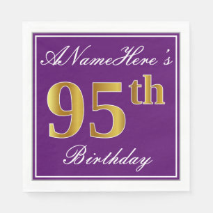 Elegantes Lila, Imitat-Gold95. Geburtstag + Name Serviette