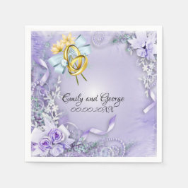 Elegantes, Lila, individualisierbares Hochzeitspap Serviette