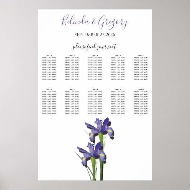 Elegantes Lila Iris-Hochzeitsstift Poster (Vorne)