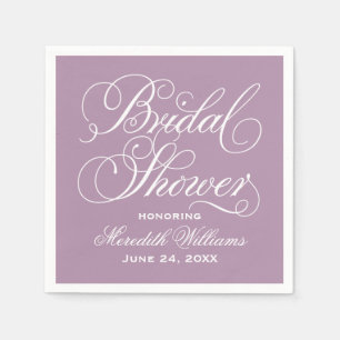 Elegantes Lila kalligrafisches Hochzeitsszenario-B Serviette