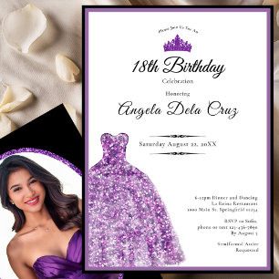 Elegantes lila Kleid 18. Geburtstagsdebüt Einladung