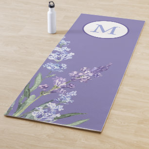 Elegantes lila Lavendel Blumen Monogramm Yogamatte
