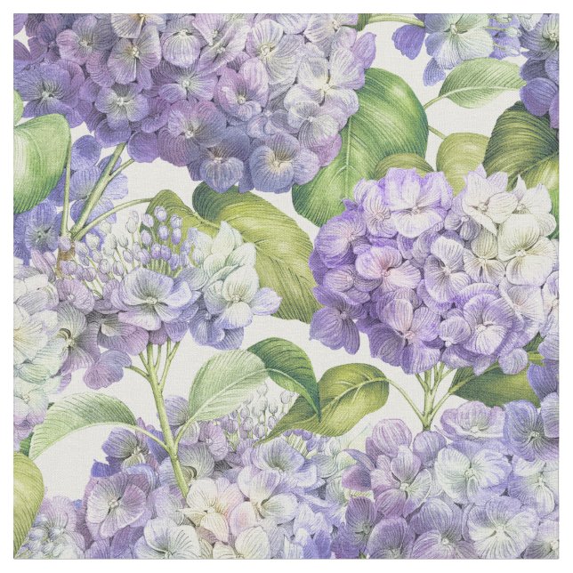 Elegantes Lila Lavender Hydrangea-Blumenmuster Stoff (Nahaufnahme)