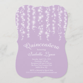 Elegantes Lila Lichterlebnis Quinceñera Party Einladung