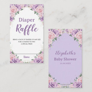 Elegantes Lila Lilac Pink Floral Diaper Raffle Begleitkarte